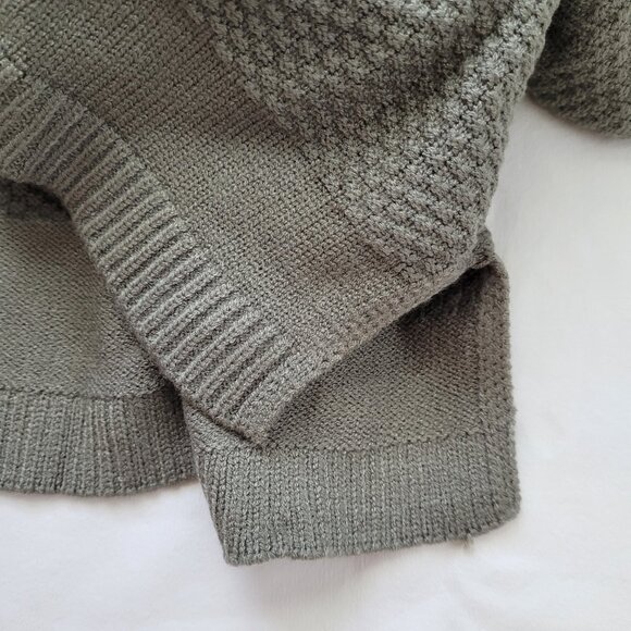Rae Mode Boxy Cropped Sweater Oversized Textured Knit Olive Green Womens Size L - Picture 5 of 10